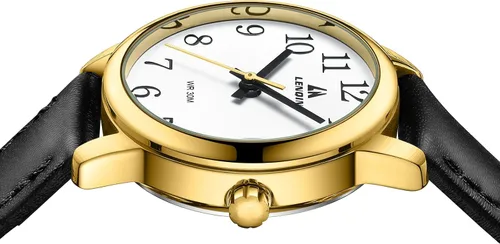 Miniatura 5 de LN LENQIN Reloj analógico de cuarzo para mujer, impermeable, con correa de cuero, esfera luminosa y fácil de leer