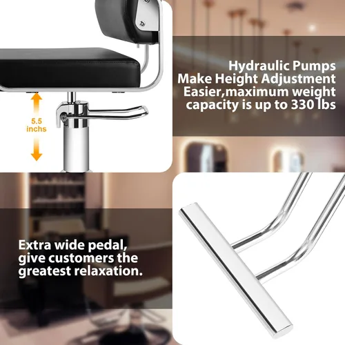 Miniatura 5 de Sillas de Salón para Estilista Silla con Bomba Hidráulica Silla de Salón de Peluquería Giratoria de 360 Grados Silla de Barbero, Equipo de Belleza