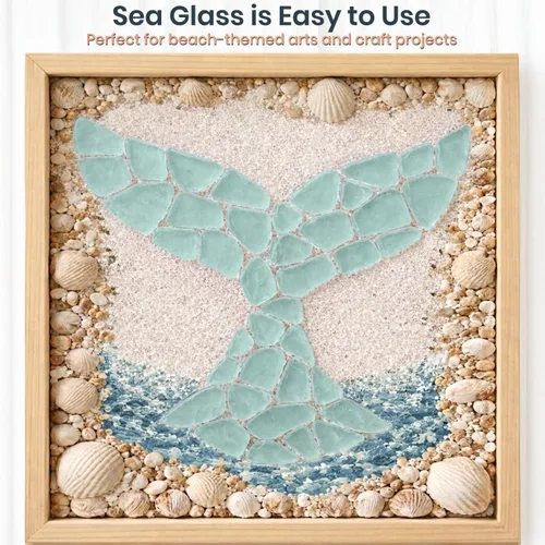 Miniatura 5 de Nautical Crush Trading Sea Glass Craft - 28 onzas azul aguamarina - Artesanía de vidrio de playa - Decoración de vidrio de mar - Relleno de jarrón
