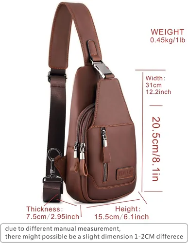 Miniatura 7 de YUAN FAN Bolso bandolera de cuero para hombre, bolso de transporte oculto para el pecho, bolso de viaje antirrobo