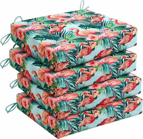 Miniatura 12 de UNIKOME Cojines para sillas de exterior, resistentes al agua, con lazos, relleno de esponja de alta densidad, cojines de asiento cuadrados