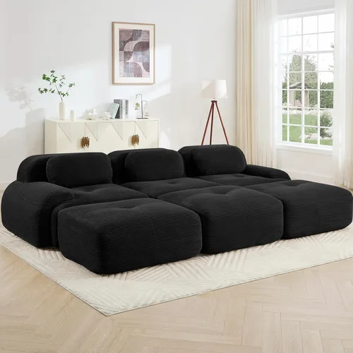 Miniatura 44 de Juego de sofás seccionales sin hueso de 117 pulgadas para sala de estar, modular en forma de L y sofá de 3 plazas con asiento profundo, almohadas