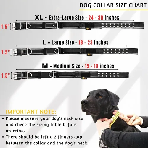Miniatura 2 de ADITYNA Collar de perro resistente con asa – Collar grueso para perros grandes – ancho, reflectante, táctico, acolchado de neopreno suave – Collar