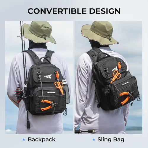 Miniatura 2 de KastKing Bolsa de Pesca con Eslinga BaitSpace, Mochila de Pesca con Soporte para Caña y Bebidas, Bolsa de Aparejos para Equipo de Pesca H: Negro