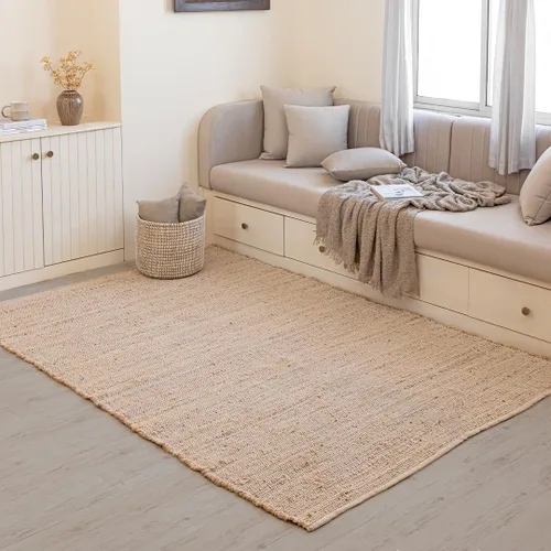 Miniatura 10 de HOMEMONDE Alfombra Chindi beige de 20 x 32 pulgadas, alfombra de trapo de algodón suave reciclado, hecha a mano, reversible, decoración bohemia