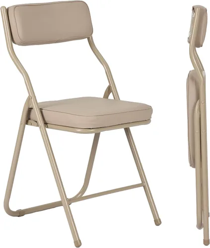 Miniatura 13 de Paquete de 2 sillas plegables acolchadas negras con cojín y respaldo de piel sintética, silla de comedor plegable tapizada con marco de metal