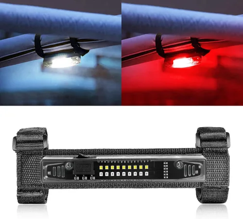 Miniatura 11 de Luz de cúpula UTV alimentada por baterías, montaje en barra enrollable, luz interior LED, luces de persecución, luces de mapa para UTV SXS Polaris