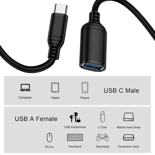 Miniatura 4 de Adaptador USB C a USB 3.0, USB tipo C macho a USB A hembra, cable OTG de 5 Gbps convertidor de alta velocidad OTG cable para Google Pixel 10a/10pro