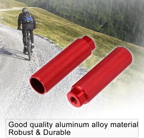 Miniatura 5 de X AUTOHAUX 2 pares 3.937x1.102 in universal aleación de aluminio eje trasero pie clavijas reposapiés para BMX MTB bicicleta ajuste 3/8 pulgadas Rojo