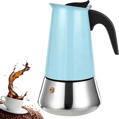 Miniatura 16 de olla de 6 tazas para preparar espresso en la estufa, cafetera moka de acero inoxidable, percolador para estufa, cafetera italiana, capaz de preparar