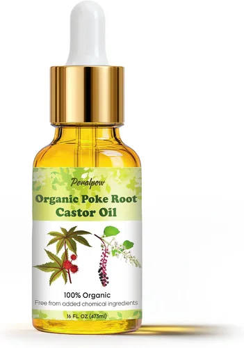 Aceite orgánico de raíz de poke y ricino – Fragancia de menta – Apoya quistes, forúnculos, fibromas, ganglios linfáticos inflamados y salud de las