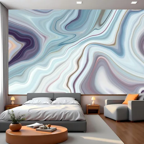 Miniatura 15 de FLFK Papel tapiz autoadhesivo 3D de bloques azules y blancos, murales de pared para despegar y pegar, póster grande para sala de estar, dormitorio