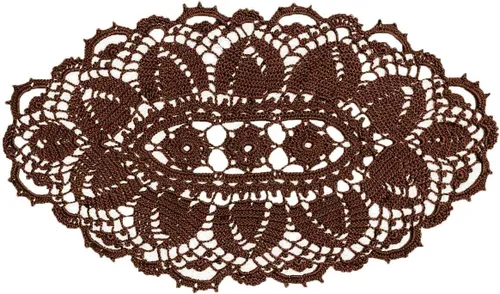 Miniatura 16 de Manteles individuales de encaje, ovalados, redondos, hechos a mano, de ganchillo, para tapetes de cocina (beige, 1 unidad-11.8 x 22 pulgadas)