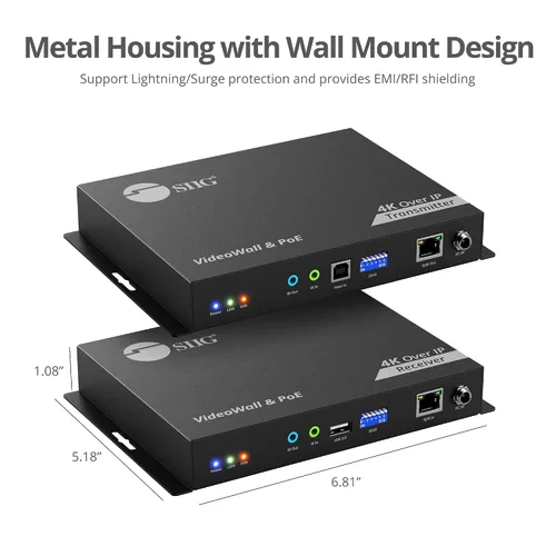 Miniatura 5 de SIIG Kit de conmutadores de matriz HDMI 4K sobre IP, 4K 60Hz hasta 394FT, extensor KVM USB, control de pared de video, escalable para múltiples