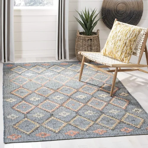 Miniatura 11 de SAFAVIEH Kilim Collection - Alfombra de 8 x 10 pulgadas, grande, natural y azul, hecha a mano de yute y algodón, diseño marroquí bohemio, ideal