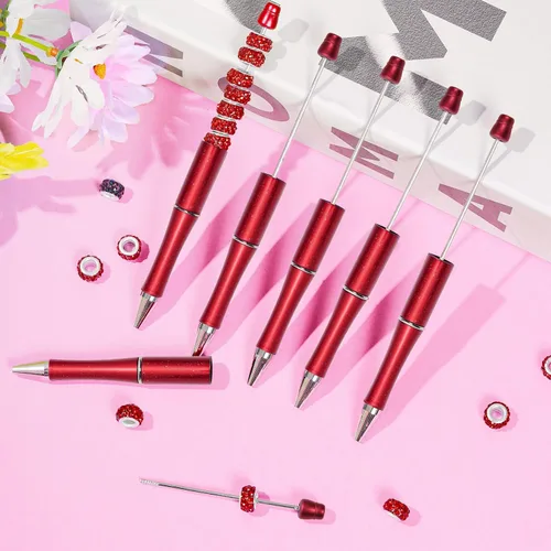 Miniatura 6 de jiebor 20 bolígrafos con cuentas rojas de plástico bolígrafos con cuentas de bola a granel con 50 tintas negras lindos y geniales bolígrafos de Rojo