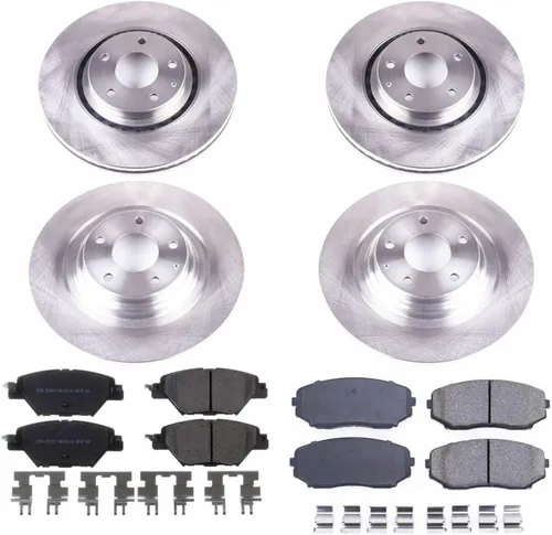 Miniatura 2 de Power Stop KOE7610 - Kit de freno de repuesto delantero y trasero Autospecialty - Rotores de freno OE y pastillas de freno de cerámica para Mazda