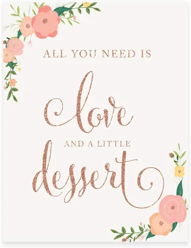Miniatura 61 de Andaz Press Letreros de fiesta de boda, purpurina de oro rosa sintético con flores, 8.5 x 11 pulgadas, resalta tu versículo bíblico favorito