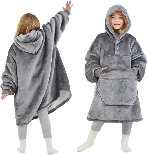 Miniatura 7 de Degrees of Comfort Kids Wearable Blanket, Oversized Sherpa Fleece Hoodie Blankets for Boys Girls, Cozy and Soft