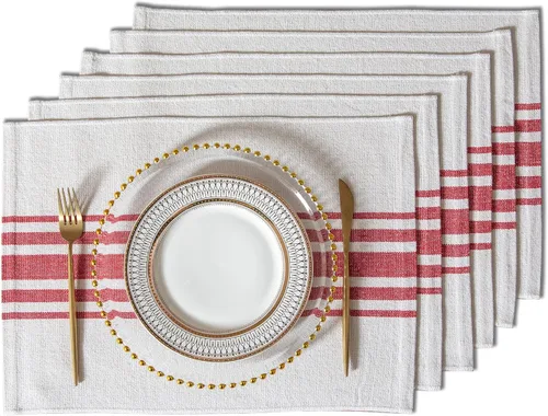 Miniatura 2 de Juego de 6 manteles individuales para mesa de comedor, manteles individuales de tela tejida para decoración de mesa de cocina, hechos a mano