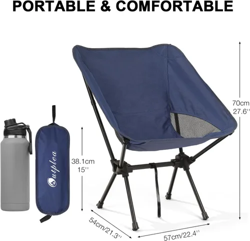 Miniatura 3 de Silla de camping portátil plegable, silla de senderismo ligera y compacta, silla de playa para adultos, azul