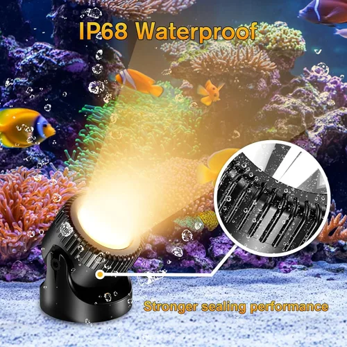 Miniatura 5 de POPOSOAP Luces de estanque, 4 en 1, luces de estanque subacuáticas blancas cálidas, focos LED impermeables IP68 para paisajismo para estanque