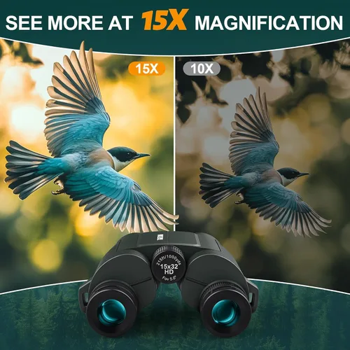 Miniatura 4 de WOZEL - Binoculares compactos de 15 x 32 pulgadas para adultos y niños, binoculares pequeños de alta potencia para observación de aves, caza
