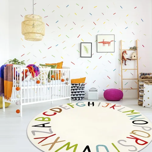 Miniatura 8 de LIVEBOX ABC Play Room - Alfombra redonda para niños, alfombra grande y colorida para guardería, alfombra de área de arcoíris para aula, alfombras