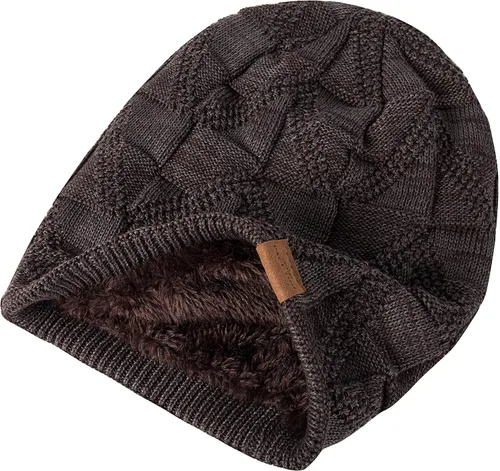 Miniatura 4 de PAGE ONE Mens Winter Slouchy Beanie Warm Fleece Lined Skull Cap Baggy Cable Knit Hat