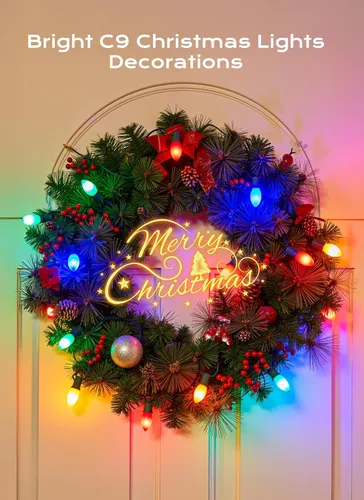 Miniatura 6 de Brightown C9 luces LED de Navidad para exterior, 7.62 m 7.62 luces de cadena multicolores conectables C9 para árbol de Navidad, patio, tejado
