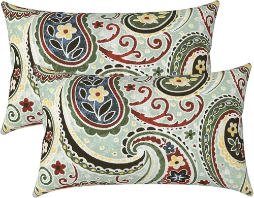 Miniatura 95 de LVTXIII Juego de 2 almohadas lumbares para patio, 12 x 20 pulgadas, resistentes a la decoloración, para exteriores con interiores, cojines lumbares