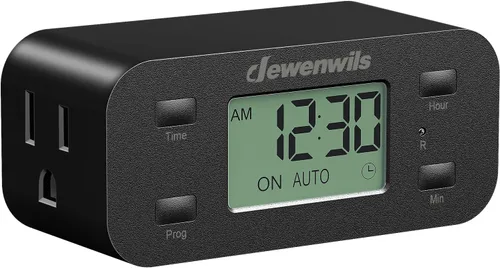 DEWENWILS Temporizador Digital Programable de 24 Horas con 1 Enchufe con Conexión a Tierra, Temporizadores para Enchufes Eléctricos, Temporizador de
