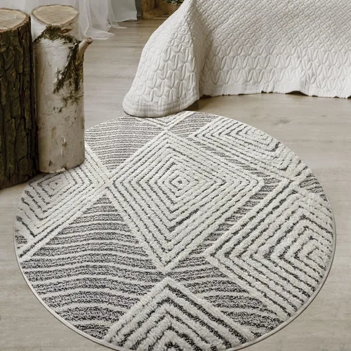 Miniatura 13 de Antep Rugs Palafito 2x4 Alfombra de área interior con textura de pelo Shaggy geométrico de diamante de alto a bajo (blanco, 2 pies x 4 pies)