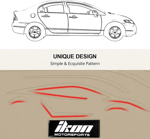 Miniatura 5 de IKON MOTORSPORTS, Alfombrillas compatibles con Honda Civic Coupe & Sedan 2006-2011, Goma de látex beige personalizada para todo clima, alfombras