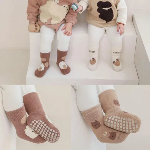 Miniatura 8 de Exegawe Baby Non Slip Socks Winter 5 Pairs Kid Thick Warm Crew Socks with Grips