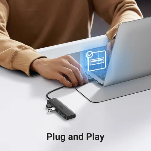 Miniatura 4 de UGREEN Hub USB 3.0, divisor de 4 puertos USB A ultradelgado expande USB para mouse, teclado, unidad flash, disco U, impresora compatible