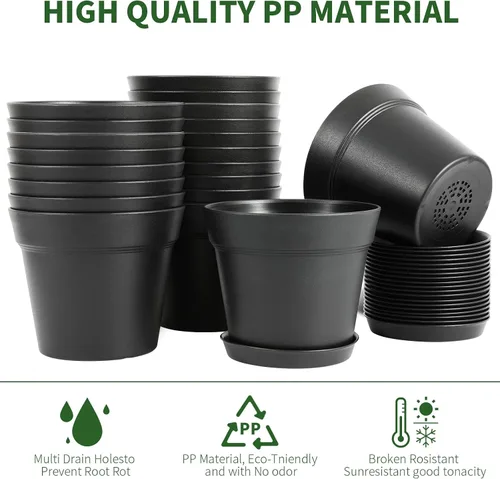 Miniatura 3 de GARDIFE Paquete de 20 macetas de 4 pulgadas, macetas para plantas de interior, macetas de flores, negras