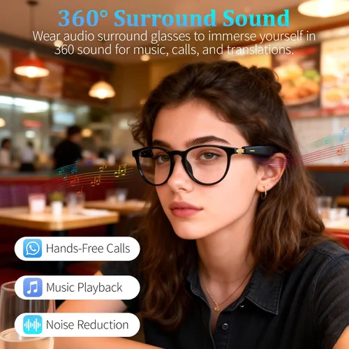 Miniatura 3 de Lentes inteligentes AI con GPT de chat, gafas Bluetooth con traductor de 164 idiomas, asistente de IA y asistente de reuniones, reproducción