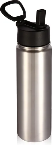 Volhoply Botellas de agua aisladas de 22 onzas con tapa con popote, botella deportiva de acero inoxidable con asa, vasos de agua de viaje de metal