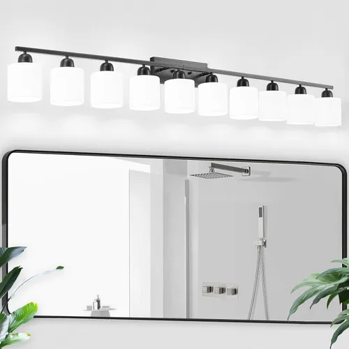 Miniatura 24 de Luz de baño de níquel cepillado, Luz de tocador de baño de 2 luces de níquel cepillado, Lámpara de tocador con pantallas de vidrio esmerilado blanco