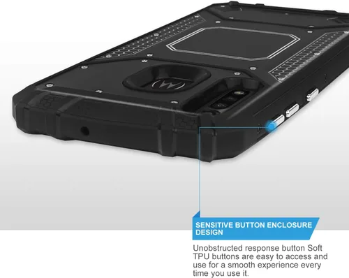 Miniatura 6 de TJS Funda de teléfono compatible con Motorola Moto E 2020, con protector de pantalla de vidrio templado, de aluminio a prueba de golpes, soporte
