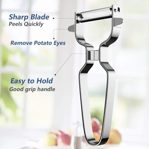 Miniatura 3 de Pelador de verduras de acero inoxidable para cocina, pelador en Y, seguro de usar, papa, fruta, zanahoria, peeler, peeler, fácil de pelar y limpiar