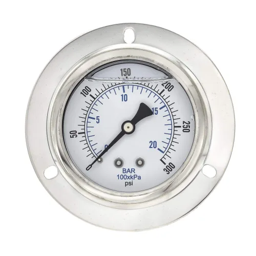 Miniatura 6 de PIC Gauges 204L-404F Manómetro de presión relleno de glicerina con brida frontal con carcasa SS/bisel, internos de latón, lente de PC, esfera de 4