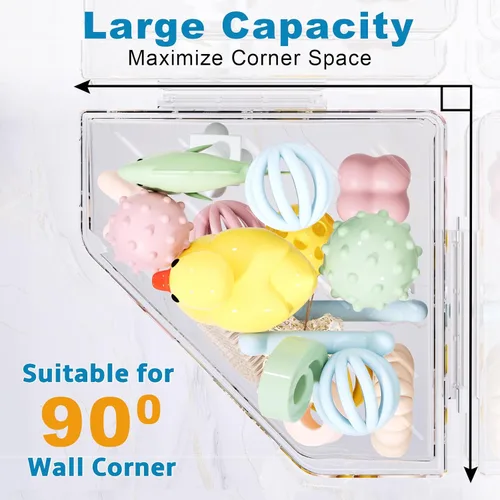 Miniatura 4 de Natheeph Organizador de juguetes de baño, paquete de 2, soporte transparente de almacenamiento de juguetes de baño de gran capacidad con agujeros