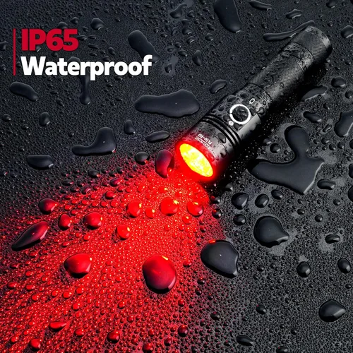 Miniatura 7 de Linterna LED roja de alta potencia recargable, 300 yardas linterna roja IP65 impermeable luz roja antorcha para observación nocturna, camping
