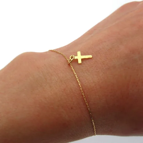 Miniatura 6 de Cross Daggle hoop earrings Gold cross earrings Minimal earrings Dainty Cross Earrings Huggie earrings 14K Gold Filled Earrings Christmas gift