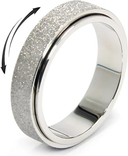 AmorArtSky Anillo de ansiedad para mujeres y hombres, anillo giratorio de titanio y acero inoxidable, 5 colores, 6 mm, talla 6-10, 3 estilos de
