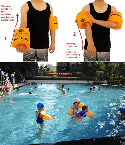 Miniatura 7 de Topsung Bandas inflables para brazos, mangas de flotación, alas de agua, flotadores de brazo de natación para adultos y niños Rosa