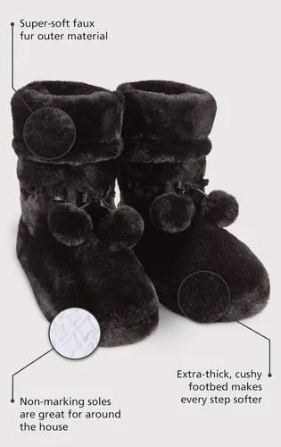 Miniatura 4 de PajamaGram - Zapatillas para mujer con forro polar, pantuflas abotinadas