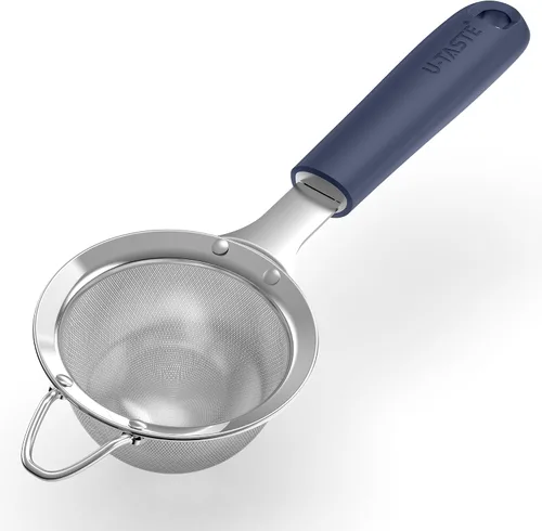Miniatura 14 de U-Taste Colador pequeño de malla fina: 18/8 de acero inoxidable, 8,5 cm, 30 malla, colador de cocina de malla fina con asa de silicona remachada (4)